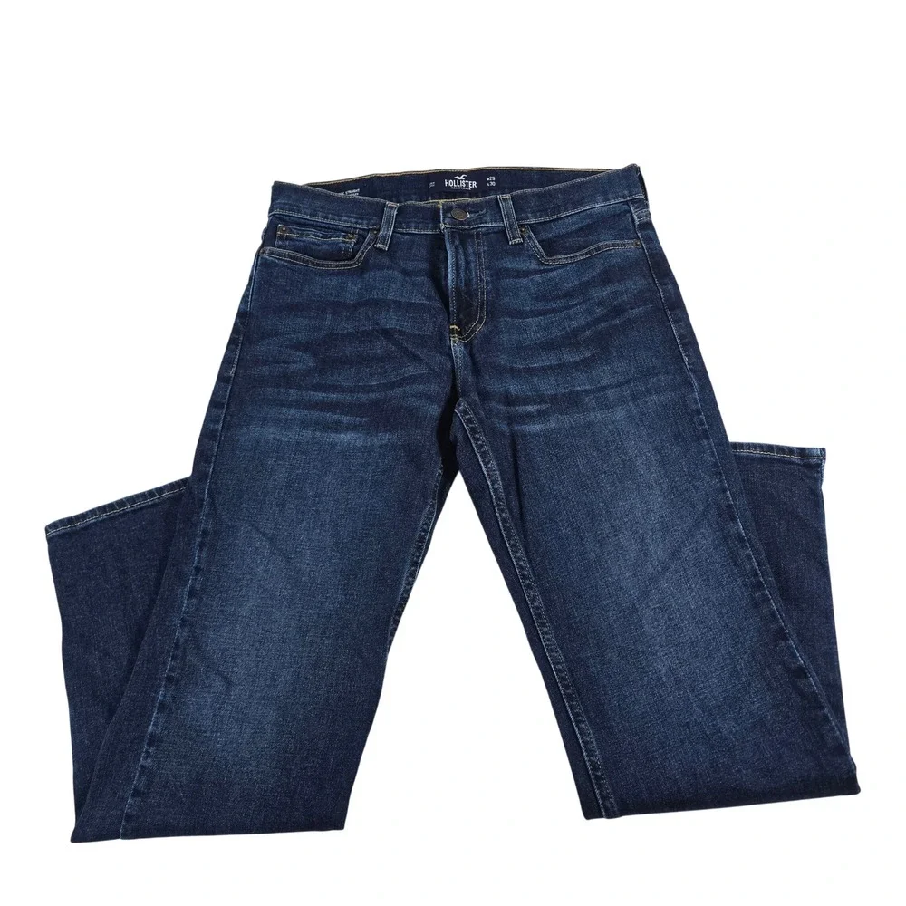 Hollister Classic Straight Epic Flex Dark Wash Jeans Mens 29x30 Blue‎ Stretch